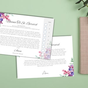 A6 prayer postcard with floral border and checklist layout