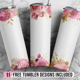 20oz Skinny Tumbler Sublimation Designs Flower, Floral Tumbler for Straight/Tapered Tumbler PNG Digital Download