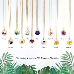 Birth Flower Necklace | Personalized Birthday Gift | Dried Pressed Flower Necklace | Resin Art | Birth Flower Jewelry | Bridesmaids Gift