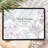 Floral Stamp Brushes for Procreate, Botanical Stamps, Flower and Leaves brushes
