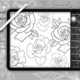 Procreate Neotrad Roses, brush, stamps, tattoo designs
