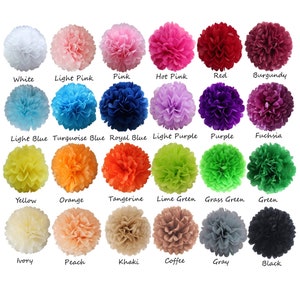 Tissue paper pom pom flower balls, assorted colors, 10-pack for party decor