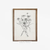 Antique Wild Flower Sketch Print | Simple Vintage Country Wall Art PRINTABLE Download | 1133