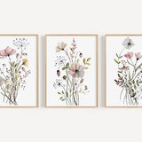 Set of 3 Wildflower Prints, Floral Wall Art, Botanical Print, Watercolor Print, Floral Art Print, Flower Art Print, Flower Wall Art
