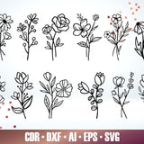 12 Flowers SVG - Floral SVG Bundle for Glowforge - Flower Laser Cut File - Glowforge Svg - Floral Svg Laser - Cricut floral file