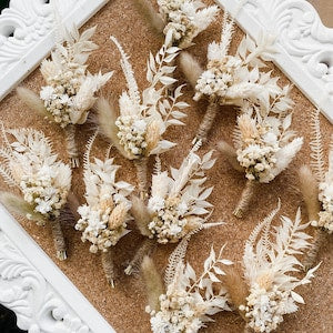 Pampas Dried Boutonniere, Rustic Dried flower bouquet, Flower dry arrangement, Wedding boho flower bouquet, Boutonni�res for man