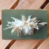 White & Ivory Dried Flower Hair Comb Bride, Bridal, wedding hair, flowers, headpiece, bridesmaids, Boho, pampas grass neutral hair accessory