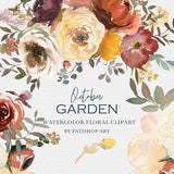 autumn watercolor flowers clipart - floral clipart - fall flowers clipart - watercolor rusty florals -watercolor wedding clipart - decor png