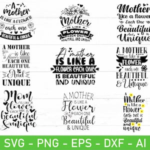 Mother's Day quote SVG bundle with flower typography and unique mother-themed designs