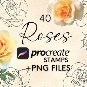 Rose flower stamp set with procreate and PNG files