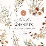 Tiny Bloom Floral Bouquet - Floral logo clipart - Arrangements - Wedding invite - Digital clipart PNG - Wildflowers Meadow Flowers Clip Art