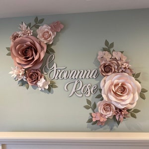 Dusty Rose Paper Flowers - Custom Colors Paper Flowers - Nursery Paper Flower set of 16 flowers