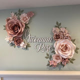 Dusty Rose Paper Flowers - Custom Colors Paper Flowers - Nursery Paper Flower set of 16 flowers
