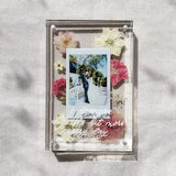 Pressed Flowers Photo Acrylic Frame Custom Lettering Instant Film Photo Display Instax Birthday gift Anniversary Engagement Gift