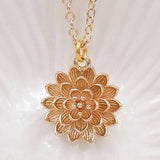 Dahlia Necklace Gold Floral Pendant Chrysanthemum Louts Necklace Botanical Flower Jewelry Set Wedding Anniversary Birthday Prom Gift