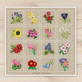 Flower Sampler Cross Stitch Pattern Flower Mini Small Floral Garden Floral Daisy Summer X-Stitch Chart Needlepoint PDF Instant Download