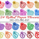 Rolled Paper Flower SVG PNG, Rolled Flower SVG, 3D Flower Template, Paper Flowers Templates for Silhouette and Cricut - commercial use svg