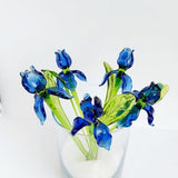 Glass Iris Flower Figurine, Hand Blown Iris Flower Glass Figurine, Hand Blown Spring Flower