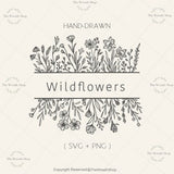 Floral border svg | Floral frame svg | Wildflower svg | Split monogram svg | flower svg | floral monogram svg |hand drawn svg | floral svg