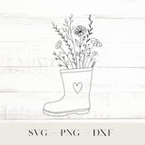 Flower Rain Boots Clipart, Floral SVG, Wildflower SVG