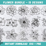 Flower Svg, Flower Cricut, Flower Svg Bundle, Flowers Bundle SVG, Wildflower SVG, Flowers Svg, Flower Silhouette, Flowers Silhouette, Png