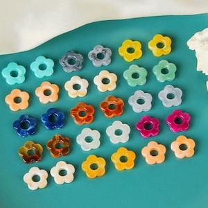 Multicolor hollow flower resin charm pendants, small shaped connectors for DIY jewelry