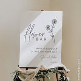 Modern Flower Bar Sign, Minimalist Bridal Shower / Wedding Favor, Build Your Bouquet, Instant, Editable Template, Templett #0026-282LS