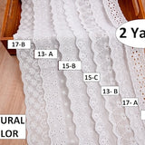 Cotton Natural Color  Lace trim( 2 Yards Pack ) , lace-bordered cotton batiste/voile, Broderie Anglaise Embroidery scalloped flower