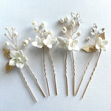 4 Piece Floral Hair Pin, Wedding Hair Accessory for Brides, Bridal Hair Accessory, Hair Pins for Bride, White Flower Wedding Hair Pin