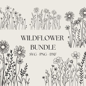 Flower Meadow Svg, Daisy Svg, Flower Border SVG, Wildflower Clipart