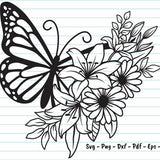 Flower Butterfly Svg, Butterfly Svg Files, Butterfly Flower Svg, Butterfly Lily and Daisy, Flower, Butterfly Clipart, Svg Files For Cricut.