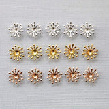 30 PCS  14mm Flower Center Beads. brass bead caps. flower stamen bead caps. flower bead caps. hair accessory supply
