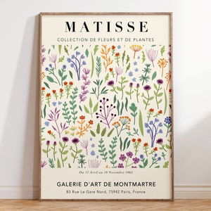 Matisse botanical flowers poster with colorful cutout plants and Galerie d'Art de Montmartre text