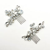 Opal hair combs | crystal decorative side combs | bridesmaid flower girl hair slides| silver wedding hair accessories | set of 2