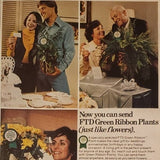 1976 FTD Florist Flower Delivery Green Ribbon Plants Vintage Print Ad