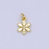 Dainty Gold Daisy Flower Pendant, 24K Gold Plated Minimalistic Floral Florette Charm | AG-088