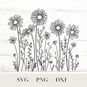 Daisies Svg, Meadow Flowers Svg, Wild Flower Svg, Daisy Clipart, Wildflower Clipart