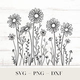Daisies Svg, Meadow Flowers Svg, Wild Flower Svg, Daisy Clipart, Wildflower Clipart