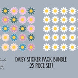 Mini Daisy Flower Stickers, 25 Pieces Mini Daisy flower set, retro daisy flower stickers, mini flower stickers, mini water bottle stickers