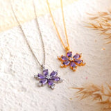 Amethyst Daisy Necklace, February Birthstone Necklace, Dainty Charm Necklace, Flower Necklace, Mother's Day Gift, Jewelry for Her