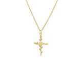 Flower Cross Necklace, 14K Solid Gold Flower Necklace, Cross Floral Pendant Necklace, Anniversary Gifts, Religious Charm