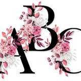 Dusty Rose Floral Alphabet Set PNG Download, Black Monogram Letters Mauve Watercolor Flowers for Sublimation Shirts, Mugs, Tumbler Cups, Bag