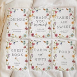 Wildflower Baby Shower Sign Bundle, FloralBaby Shower, Pink Flower Baby Shower, 5x7, 8x10, Boho Baby Shower Sign, Editable, Template, 55