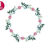 Floral Wreath  embroidery design, Flower Circle frame, Machine embroidery file