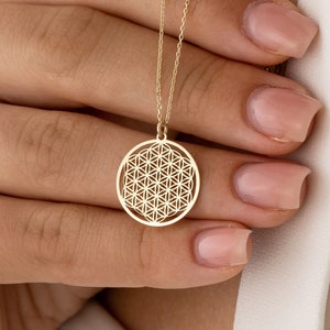 14k Gold Flower of Life Necklace ¥ Seed of Life Pendant ¥ Six Petal Rosette ¥ Symbol of Perun ¥ Spiritual Best Friend Necklace ¥ Gold Chain