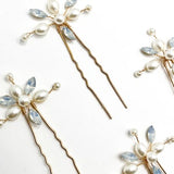 4 Crystal Opal Hair Pins | Pearl Bridal Hair Pins | Elegant Delicate Hair Clips | Wedding Guest Hair Accessories | Bridesmaid Hair Jewellery