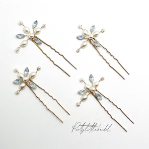 4 diamantŽ pearl opal flower hair pin | elegant rhinestone clip | crystal bridal bridesmaid wedding hair accessories  | Womens girls gift