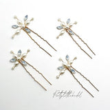 4 diamantŽ pearl opal flower hair pin | elegant rhinestone clip | crystal bridal bridesmaid wedding hair accessories  | Womens girls gift