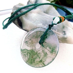 Jadeite jade pendant necklace with white and green marbled teardrop pendant on cord