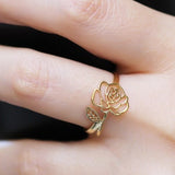 Custom Flower Ring ¥ Rose Gold Birth Flower Ring ¥ Gold Birth Flower Jewelry ¥ Personalized Flower Ring ¥ Sterling Silver Flower Ring
